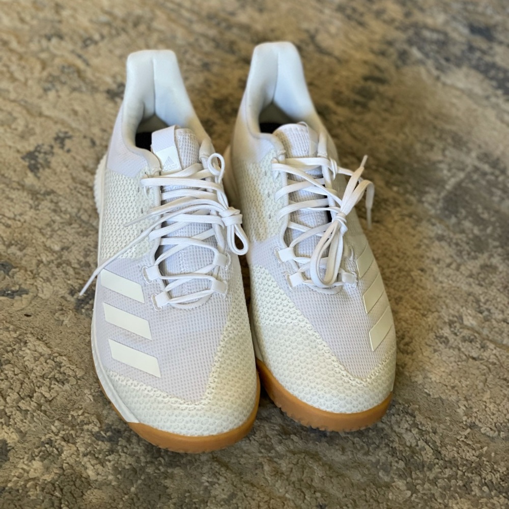 White adidas women’s volleyball shoes